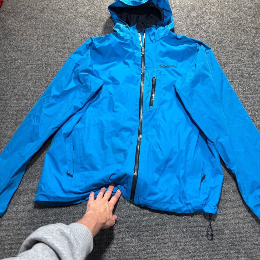 Columbia Sportswear Blue Hooded Softshell Jacket Womens XL Full Zip Outdoor Rain
